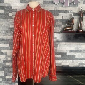 Tommy Bahama Mens Shirt Long Sleeve Button Front Orange Striped XXL